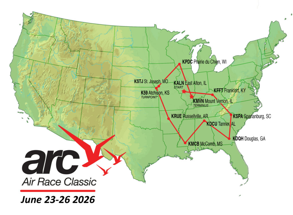 Registration is open, routing is finalized, and teams are forming for the annual 2,400- mile Air Race Classic. [Credit: Air Race Classic]