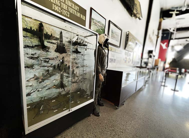 A display case features models of aircraft that played a major part in the Vietnam War. [Credit: Meg Godlewski]