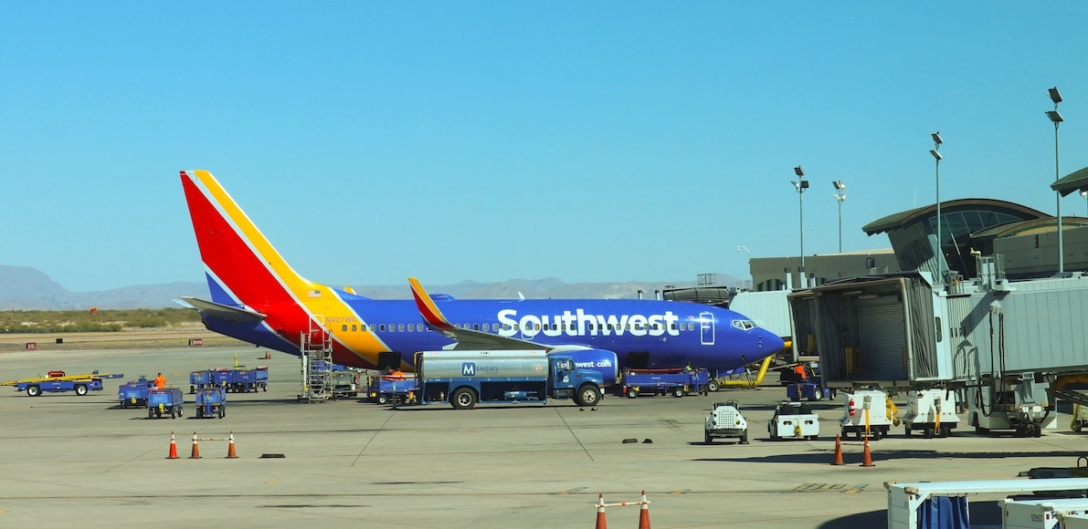 A Southwest Airlines 737 is loaded for a flight at El Paso International Airport. [Credit: Shutterstock/Royce Ngiam]