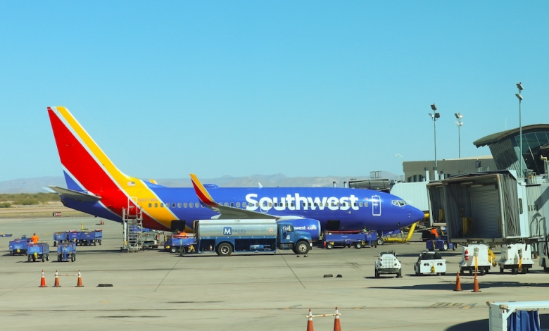 A Southwest Airlines 737 is loaded for a flight at El Paso International Airport. [Credit: Shutterstock/Royce Ngiam]
