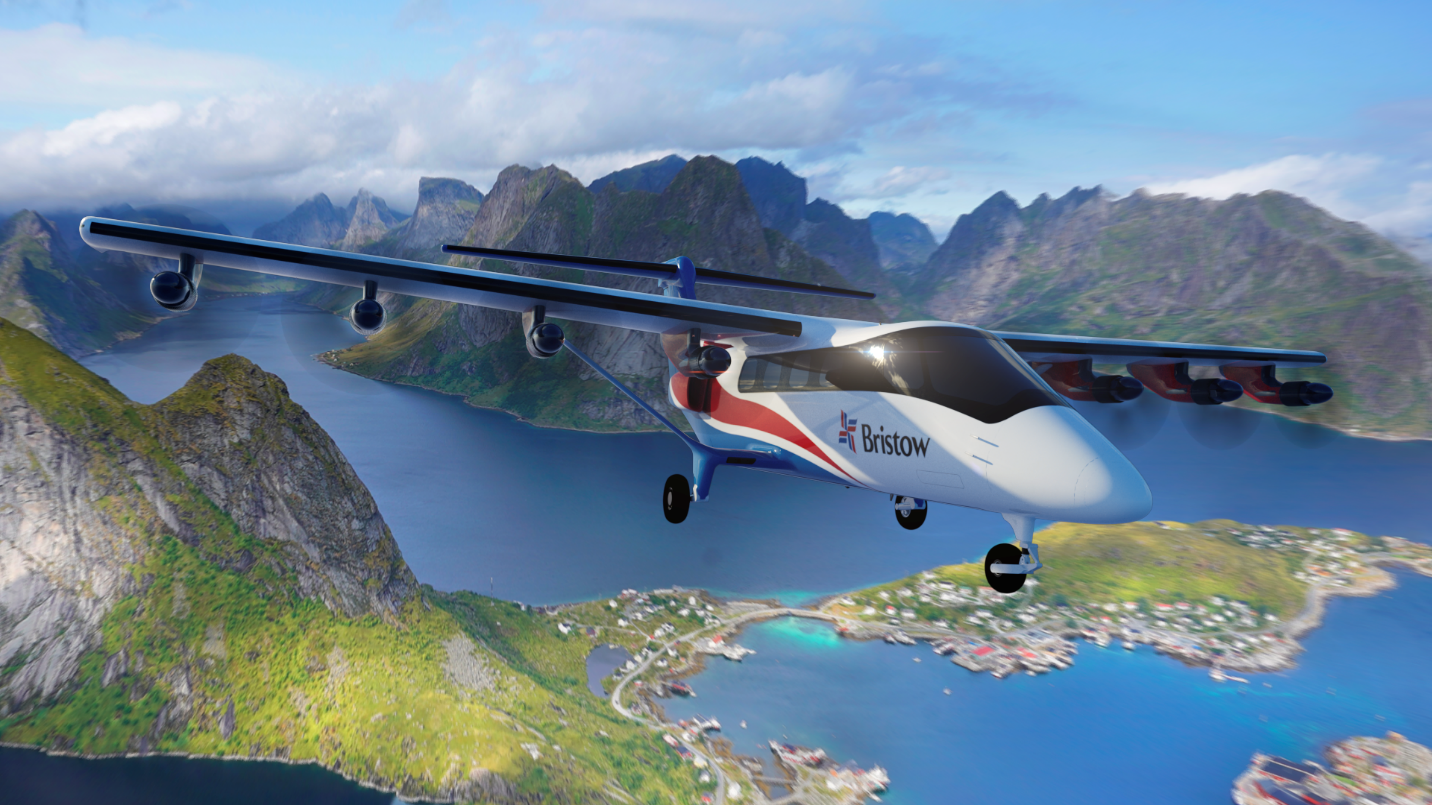 Electra EL9 hybrid electric ultra short aircraft with Bristow liivery