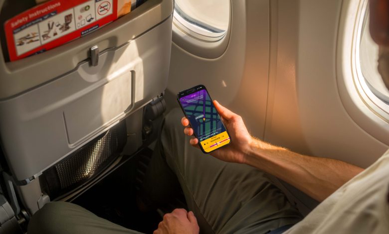 airline passenger uses the ATC app on an iPhone
