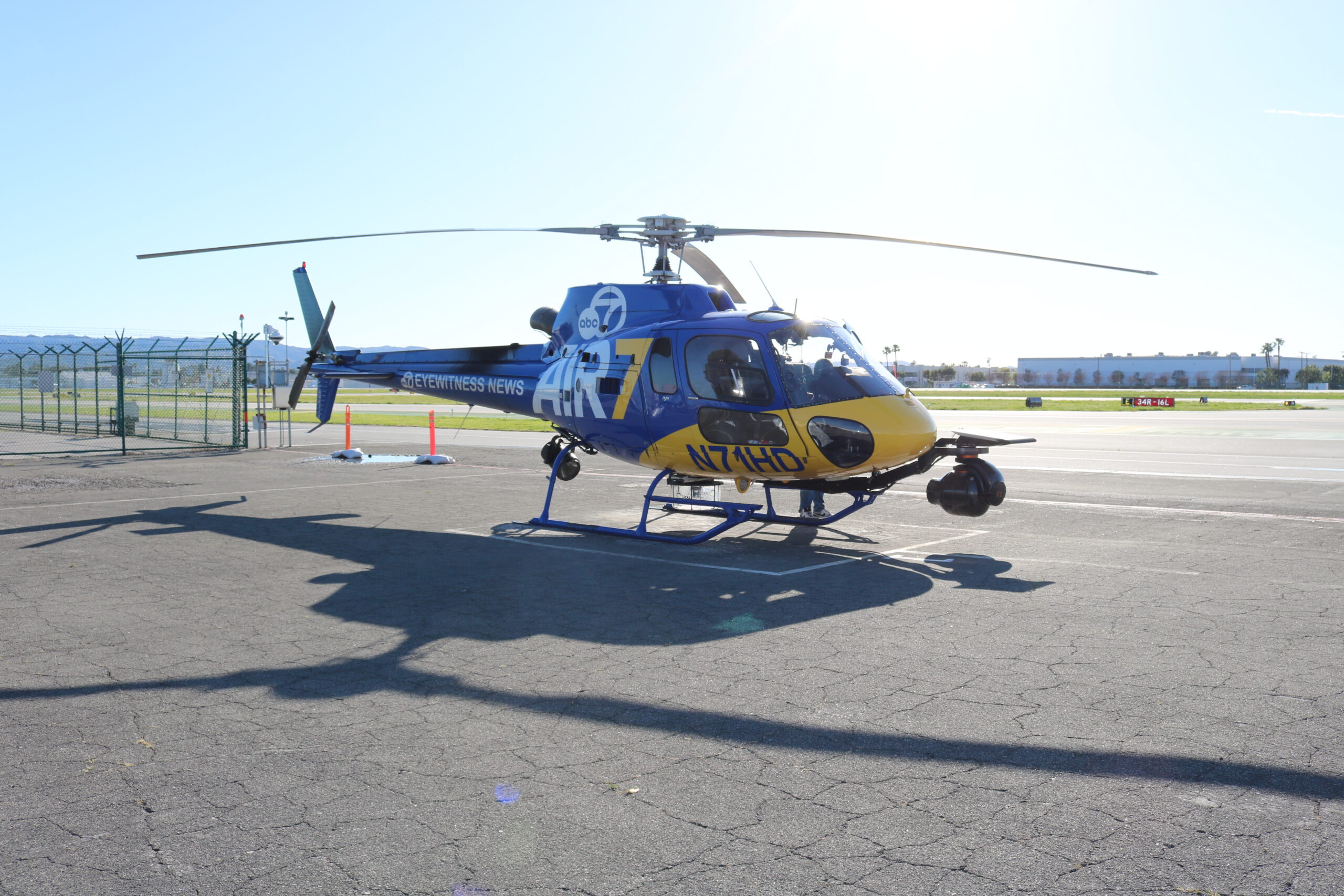 Helinet provides ENG services for KABC-TV in Los Angeles. This Airbus H125 (formerly formerly known as the Eurocopter AS350) is the main helicopter for KABC-TV. [Credit: Matt Leighton]