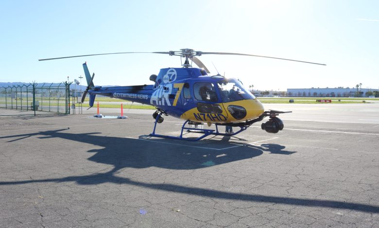 Helinet provides ENG services for KABC-TV in Los Angeles. This Airbus H125 (formerly formerly known as the Eurocopter AS350) is the main helicopter for KABC-TV. [Credit: Matt Leighton]