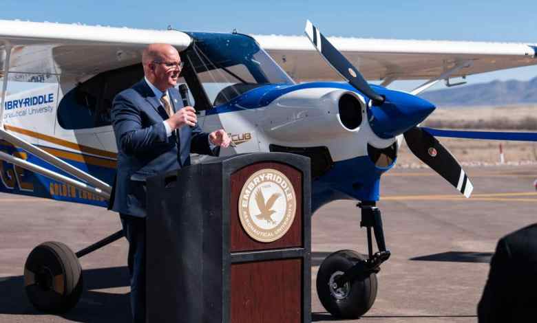 Embry Riddle Aeronautical University chancellor Ken Witcher Prescott Arizona ribbon cutting