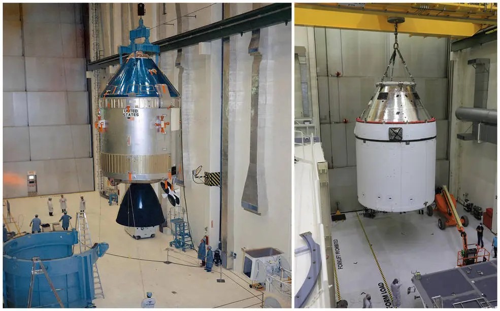 Orion capsule versus Apollo 10 astronaut crew module