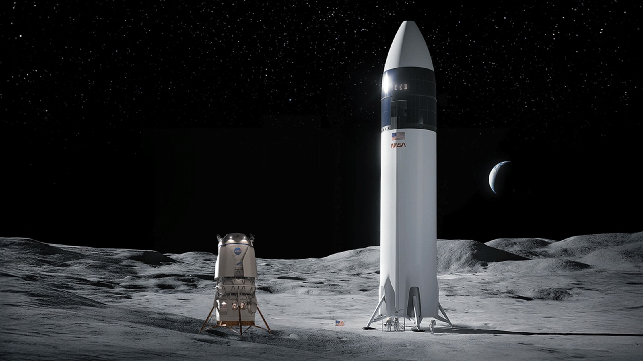 NASA Artemis HLS landers SpaceX Blue Origin