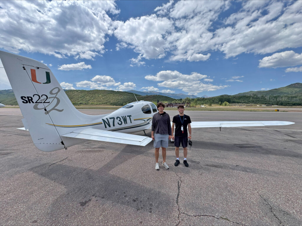 Pilot Blake Freedland (right) and 
co-captain Dylan Tamaroff flew across the U.S. and Canada in a Cirrus SR22. [Credit: Blake Freedland]