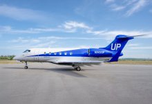 Bombardier Challenger 300 series aircraft with Wheels Up livery