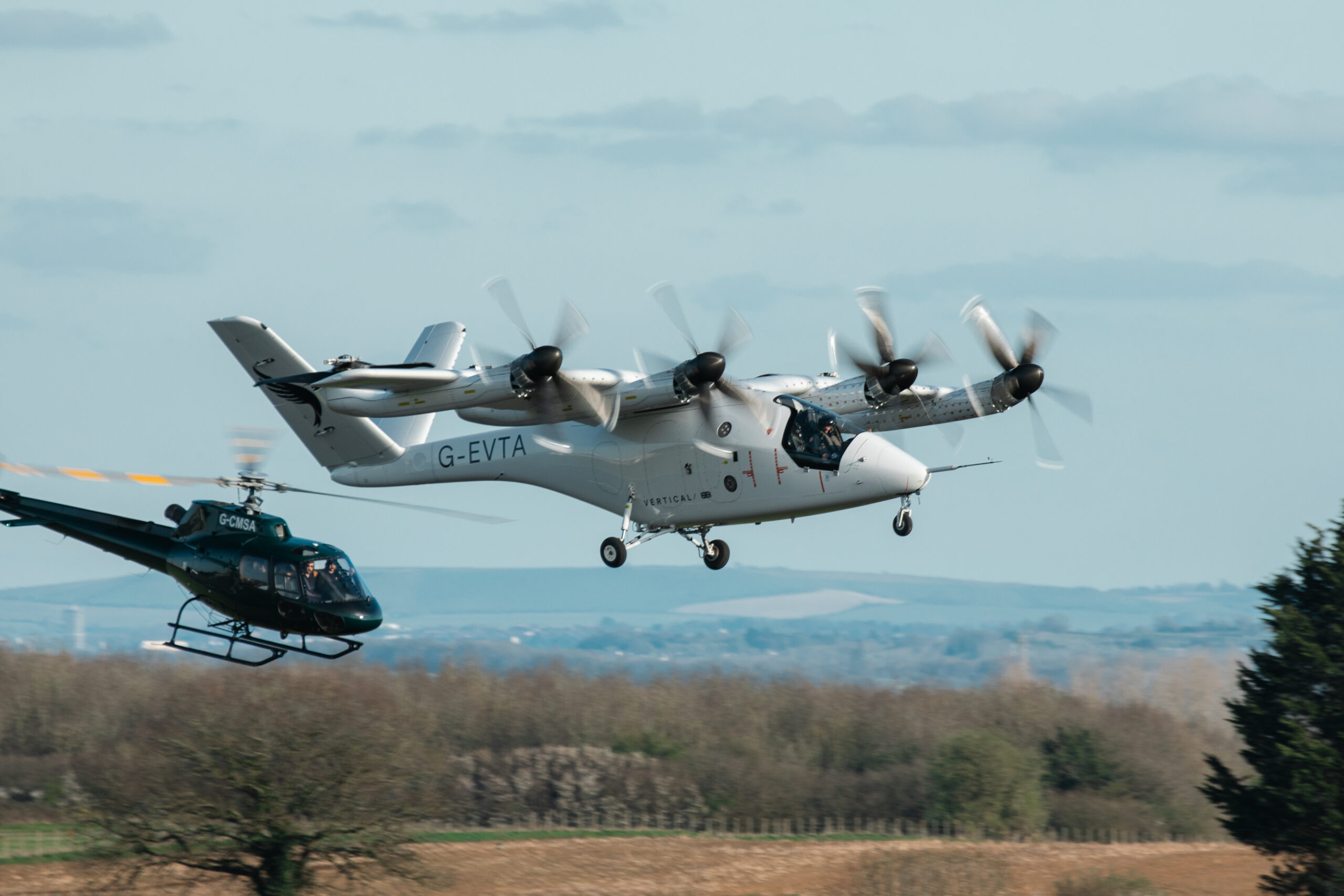 Vertical Aerospace electric eVTOL air taxi during a flight test