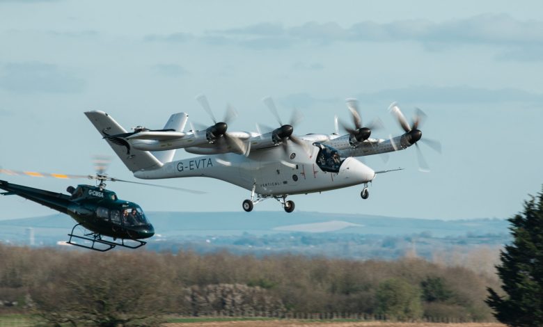 Vertical Aerospace electric eVTOL air taxi during a flight test