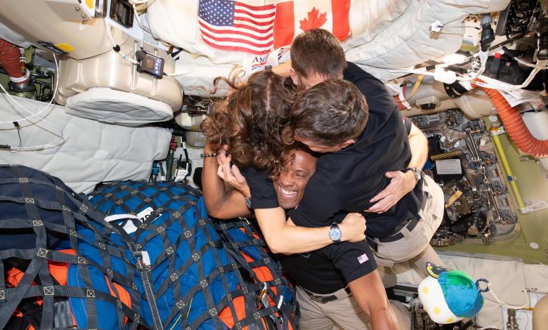 NASA Artemis II astronauts group hub in the Integrity Orion crew capsule