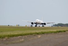 NASA Boeing 777 arrives at Langley in Virginia