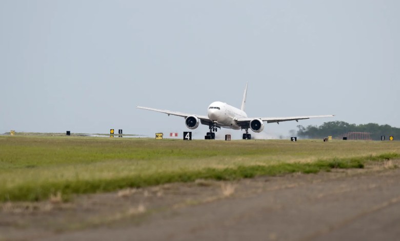 NASA Boeing 777 arrives at Langley in Virginia
