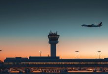 ATC air traffic control tower at Dulles Airport in Washington, D.C.
