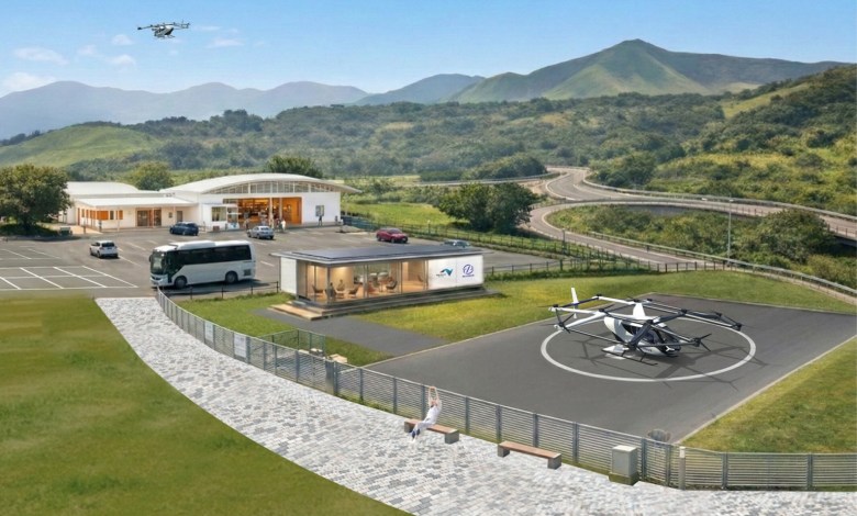 SkyDrive Japan eVTOL electric air taxi highway rest stop vertiport