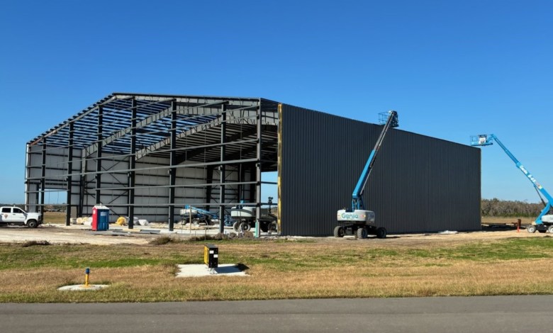 Tampa Executive Airport in Florida undergoing construction of a new hangar