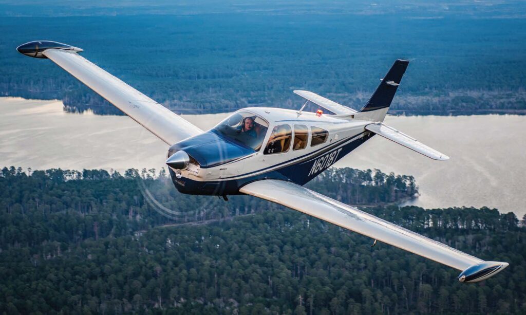 The four-place straight-tail F33A Bonanza started out as the Debonair. [Credit: Glenn Watson]