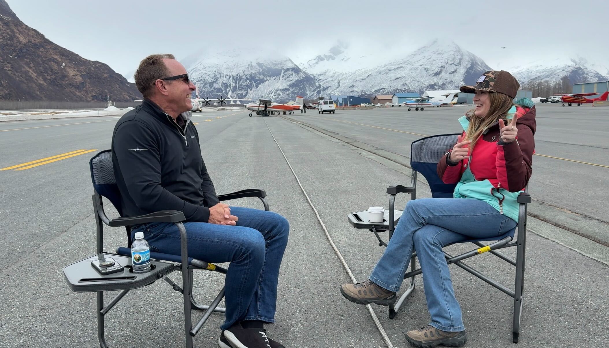 Plane + Pilot editor-in-chief Cayla McLeod has a sit-down interview with former AOPA president and CEO Darren Pleasance in Valdez, Alaska. [Credit: Cayla McLeod]