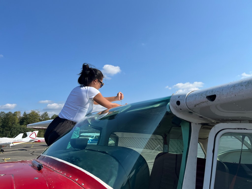 Sometimes there are screws that need to be tightened during the preflight checklist. [Credit: Meg Godlewski]