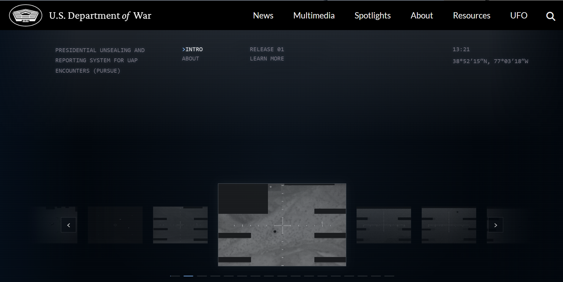 U.S. DOD UAP reporting website