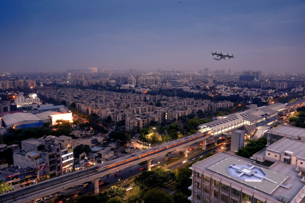 Aeroberm vertiport installed on building in Delhi, India
