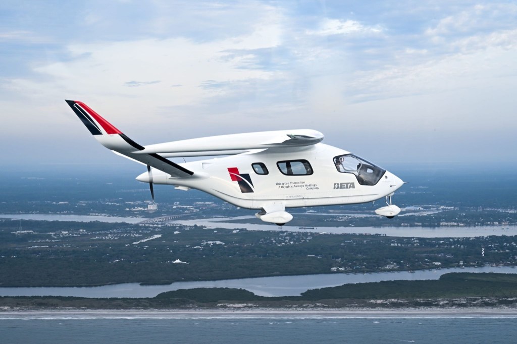 Beta Technologies Alia CX300 electric aircraft with Republic livery