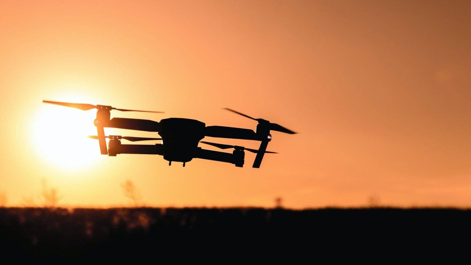 silhouette of drone or UAS in flight