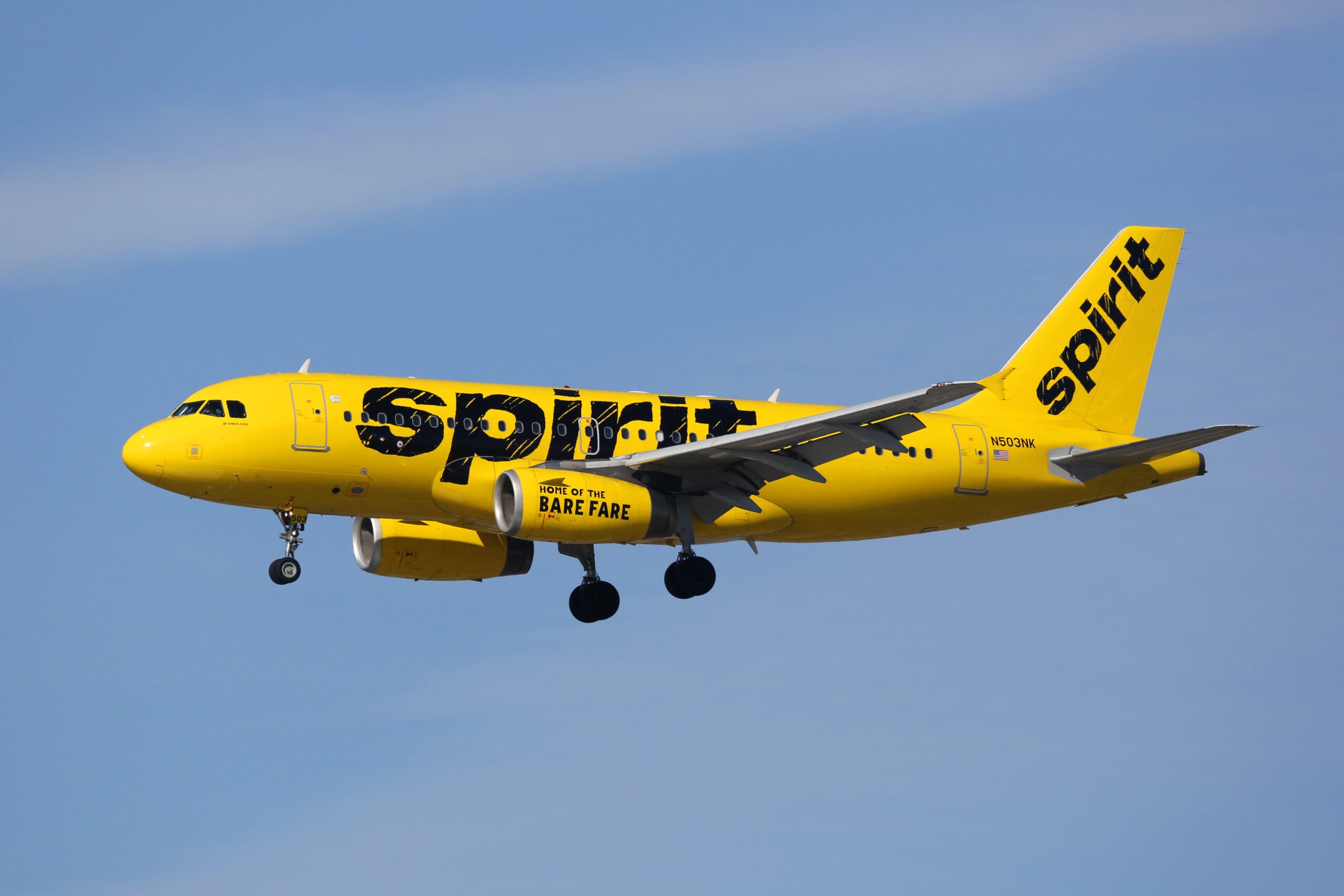 Spirit Airlines aircraft in flight