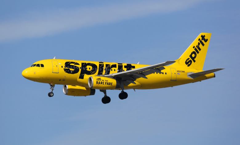 Spirit Airlines aircraft in flight