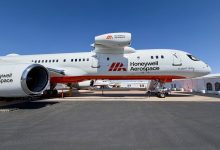 Honeywell Aerospace's Boeing 757 in a refreshed livery.