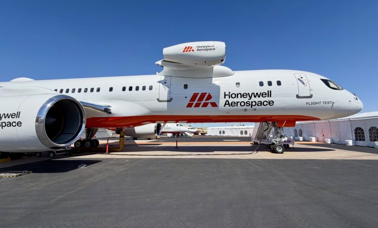 Honeywell Aerospace's Boeing 757 in a refreshed livery.
