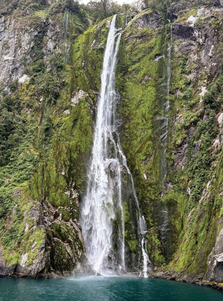 Abundant waterfalls seem to be everywhere in New Zealand. [Credit: Laurie Trescott]
