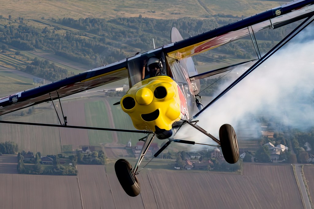 Luke Czepiela flies his Carbon Cub UL in the Red Bull livery. [Credit: Michal Ludwiczak]