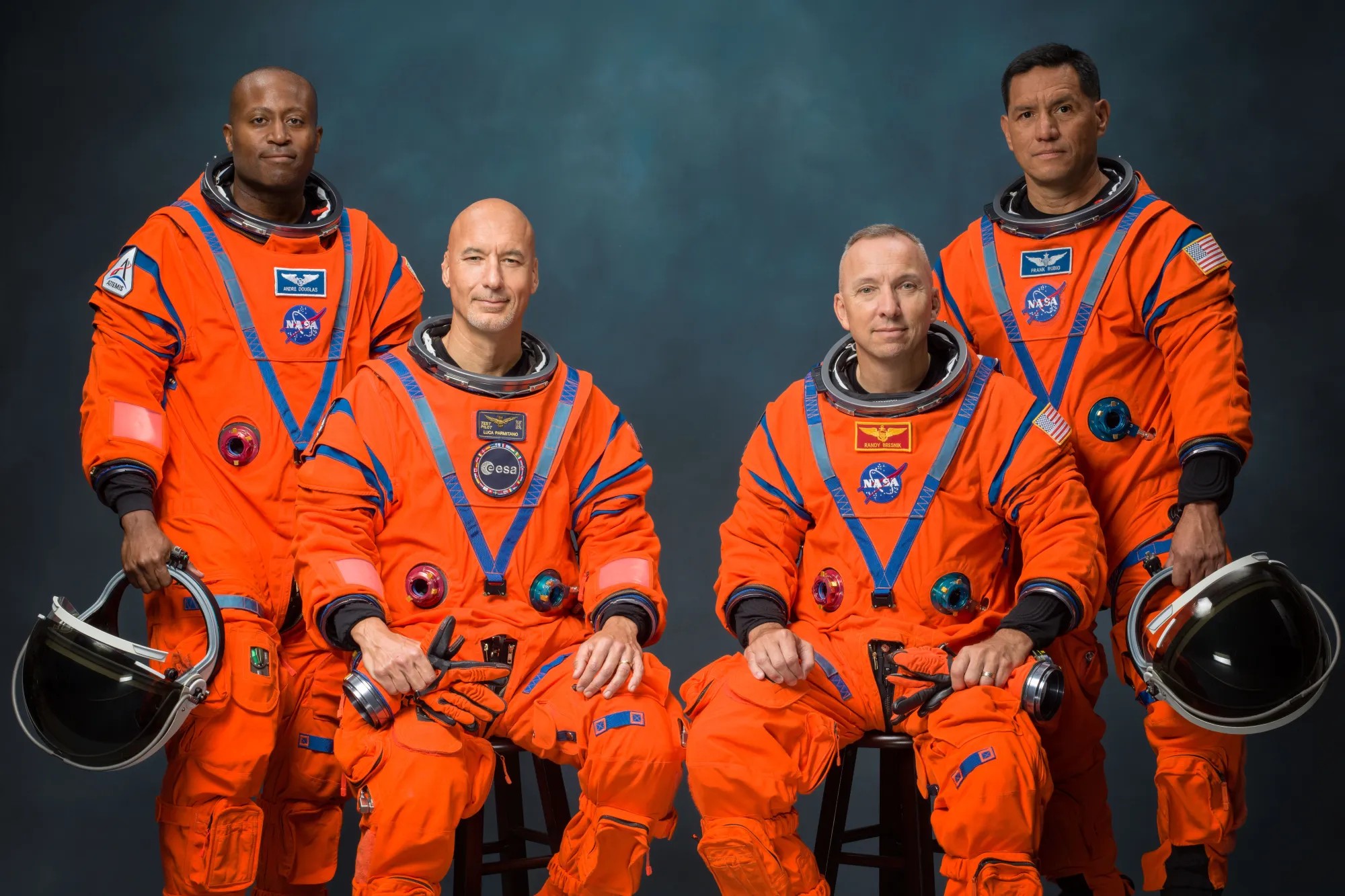 NASA Artemis III 3 astronaut crew members Andre Douglas Luca Parmitano Frank Rubio Randy Komrade Bresnik