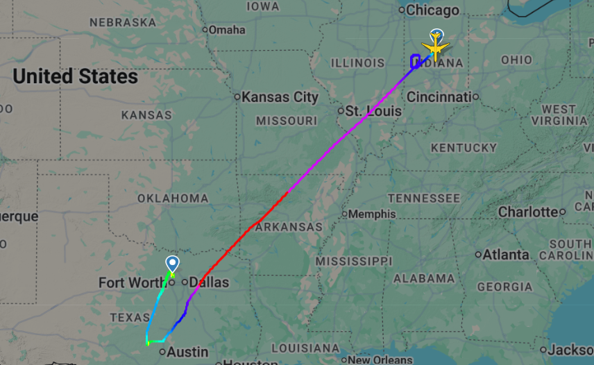 flight path of Boeing 777-200 registered N705DN on Wednesday June 24