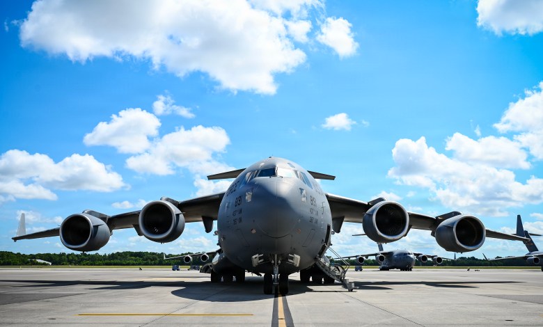 U.S. Air Force C-17 Globemaster at Joint Base Charleston in South Carolina