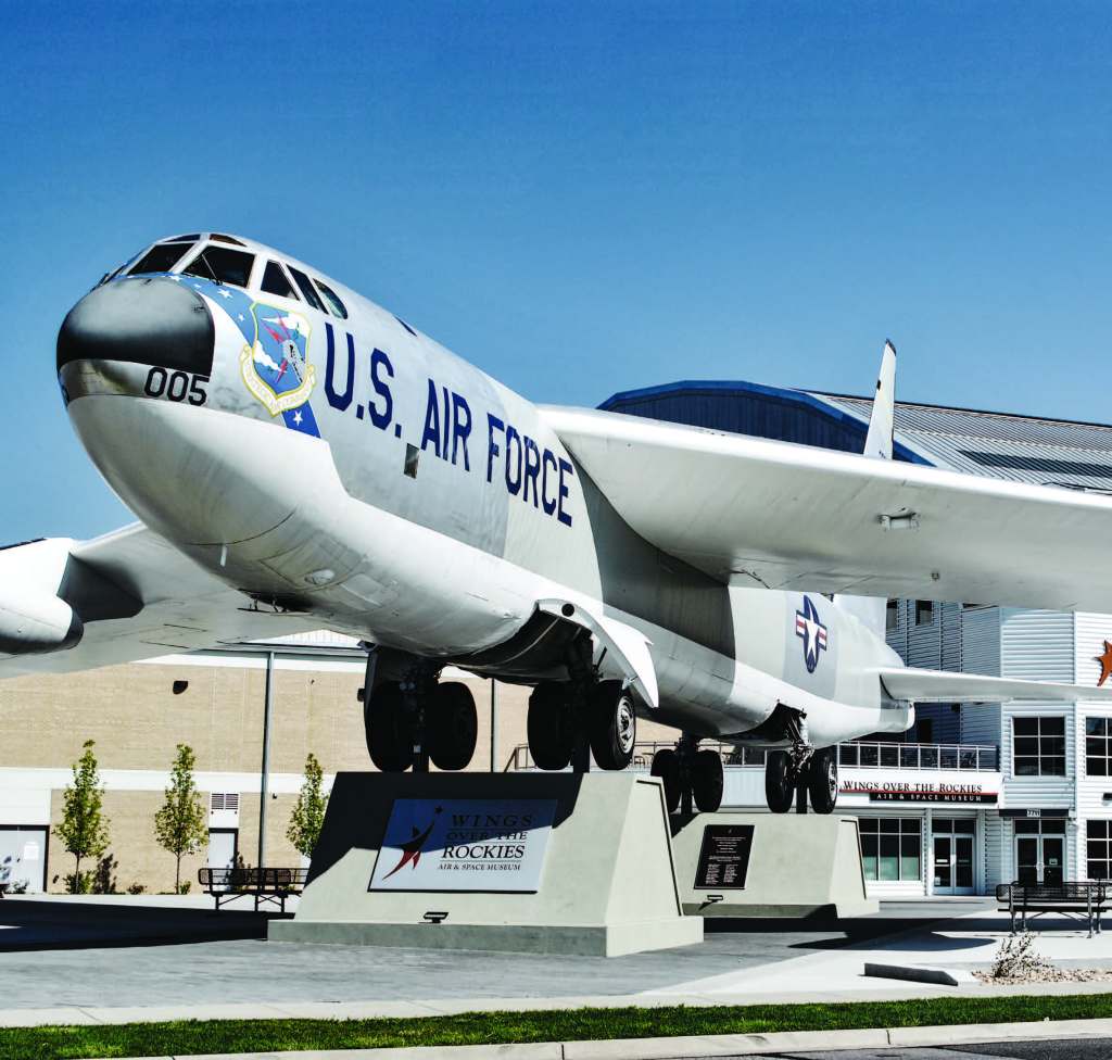 Boeing B-52B Stratofortress, the seventh manufactured , sits outside the Wings Over the Rockies Air & Space Museum in Denver. [Credit: Rick Durden]