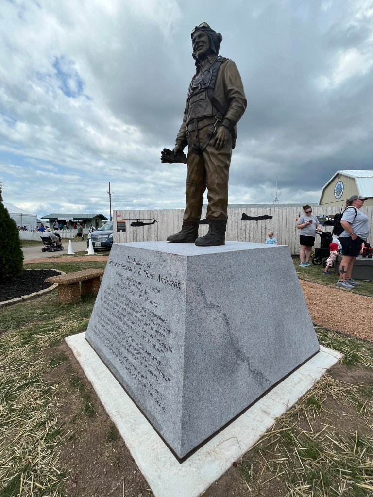 Statue at Oshkosh of C.E. ‘Bud’ Anderson [Credit: Meg Godlewski]