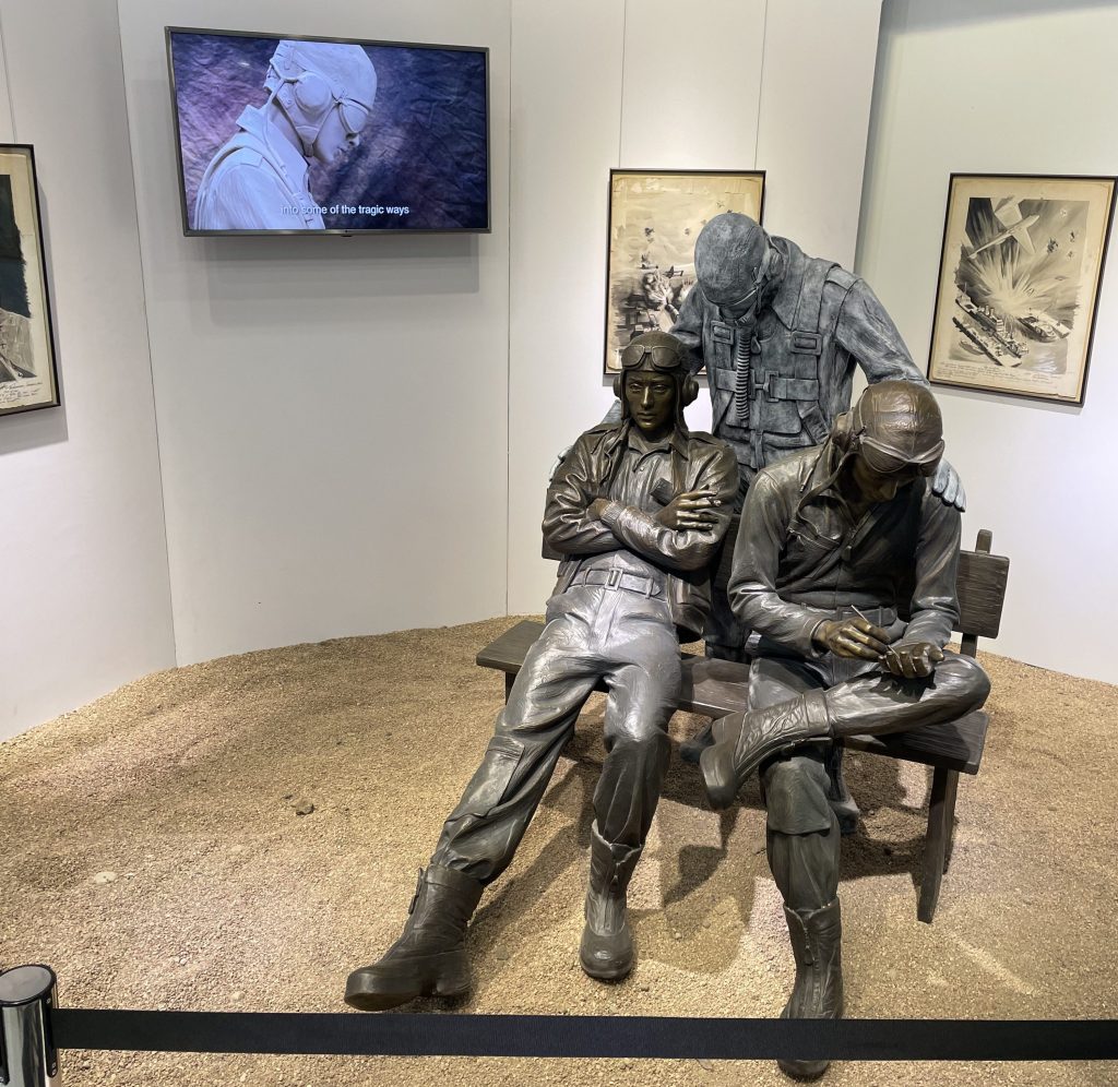 A sculpture tribute to WWII soldiers at the Wings Over the Rockies museum [Credit: Rick Durden]