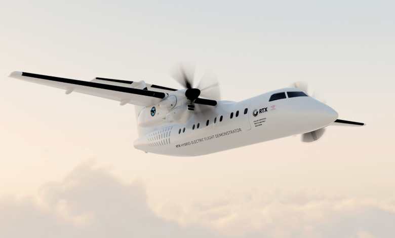 Pratt & Whitney Canada’s hybrid-electric propulsion system undergoes ground testing in Longueuil, Quebec, marking a key milestone in the development of fuel-efficient hybrid technology. [Credit: RTX]
