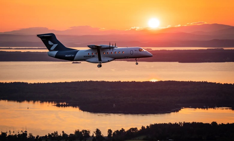 Heart X1 electric aircraft demonstrator test flight Plattsburgh International Airport