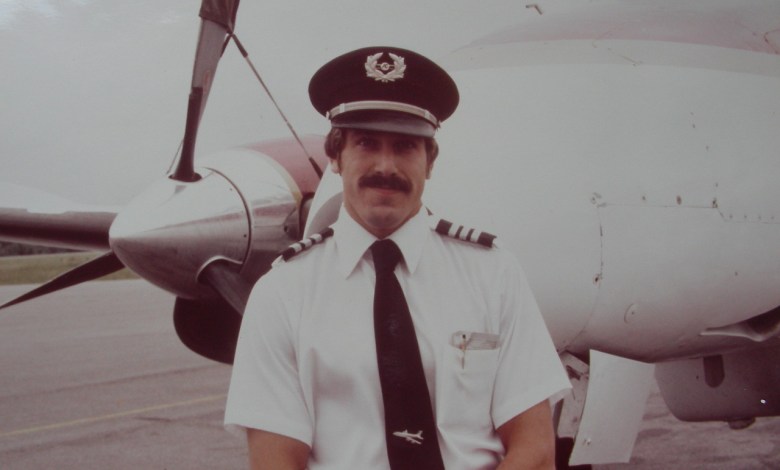 Les Abend’s first step toward an airline career as a Beech 99 copilot. [Credit: Les Abend]