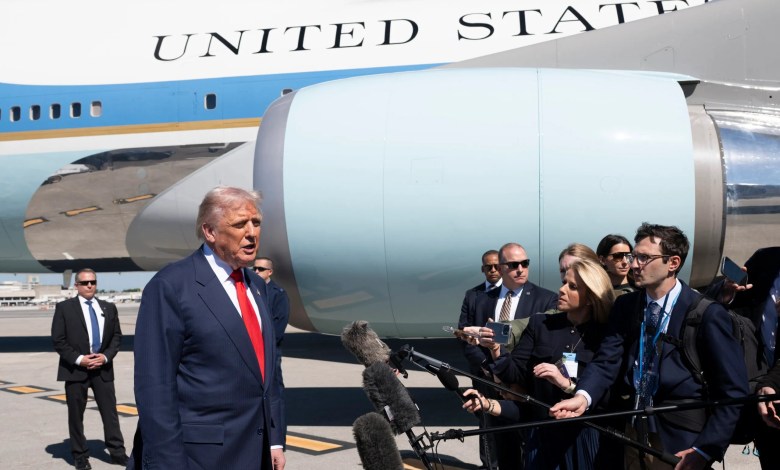 President Donald Trump disembarks Air Force One