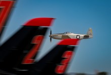 A P-51 Mustang performs at the 2025 Rumble Over the Redwoods airshow in Humboldt County, California. [Credit: Dunbar Airshows/Ross Smiley]