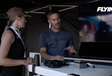 Plane + Pilot magazine’s Cayla McLeod (left) talks with Nate Thuli, president of Airhart Aeronautics, at EAA AirVenture in July. [Credit: FLYING]