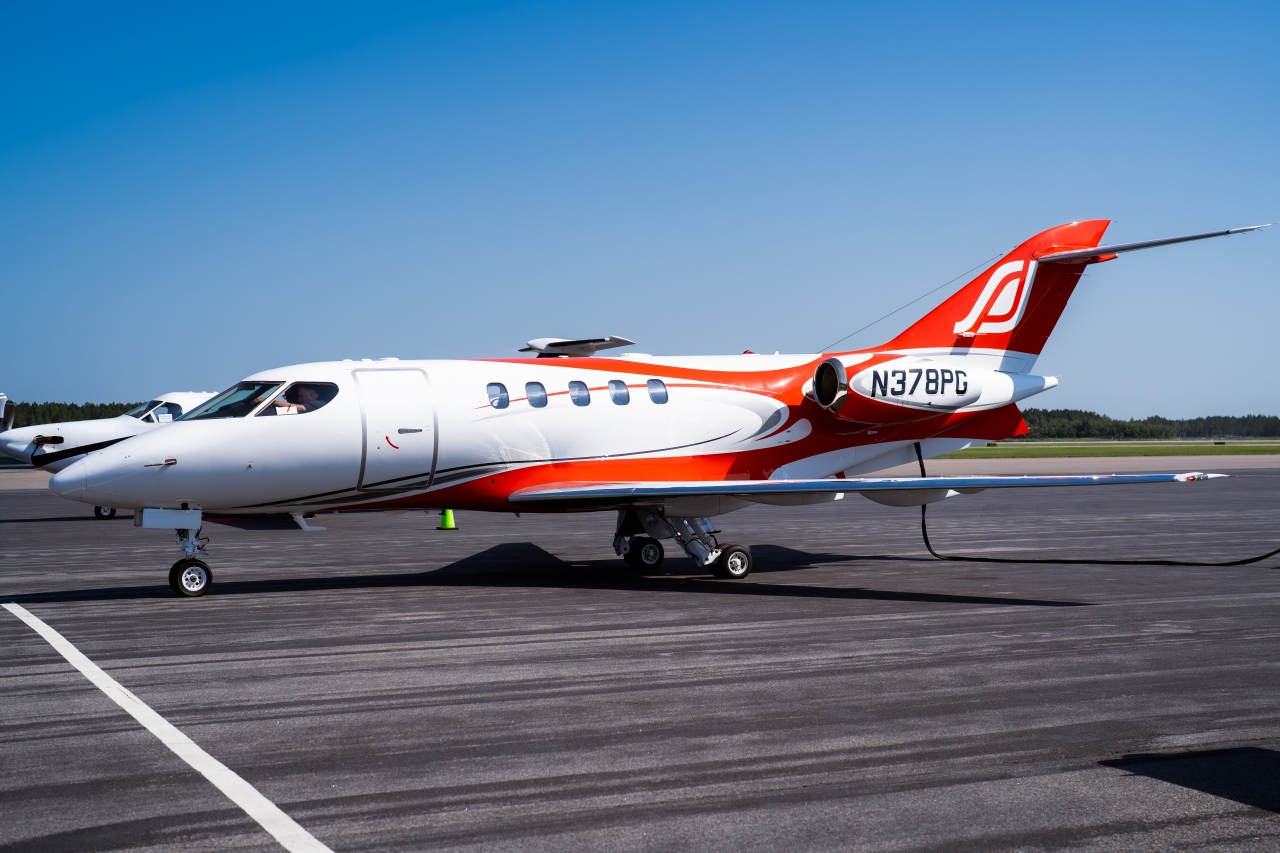 SyberJet SJ30-2 light business jet on airport ramp