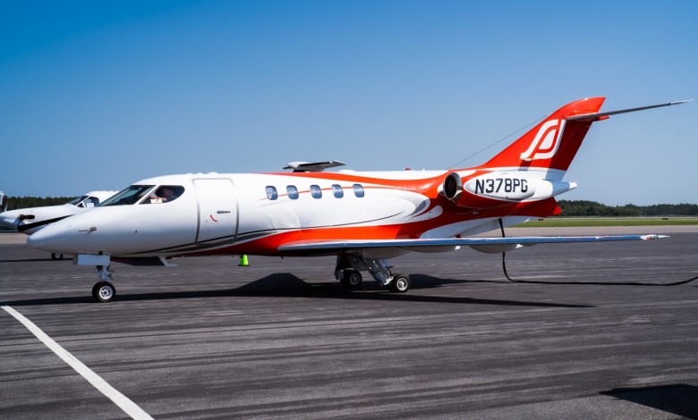 SyberJet SJ30-2 light business jet on airport ramp