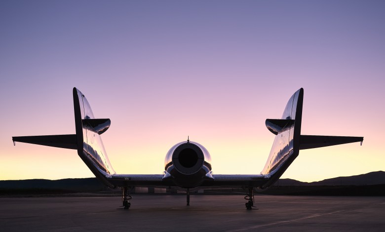 Virgin Galactic next generation Delta class spaceplane on runway