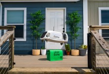 Zipline delivery drone with Uber Eats branding
